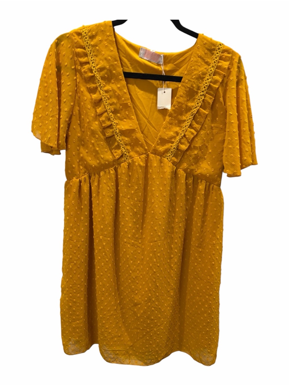 C+D+M Dot Mustard yellow dress size S